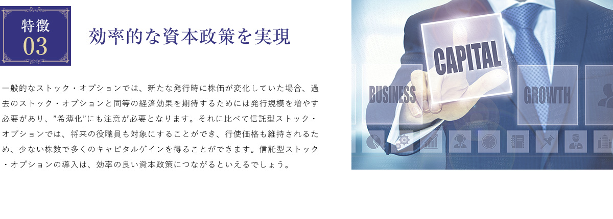 特徴03 効率的な資本政策を実現